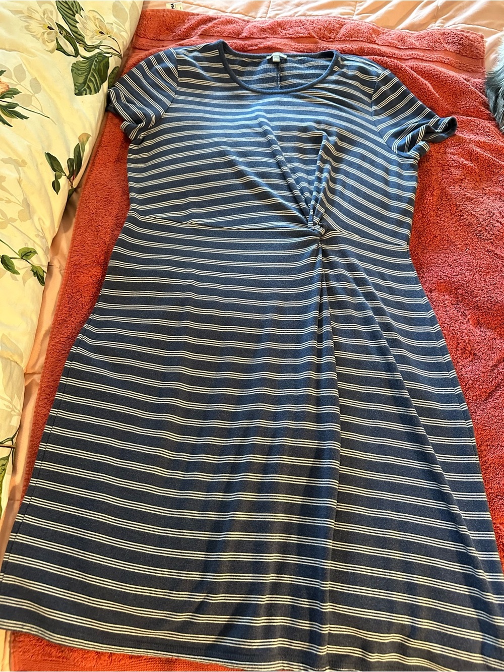 Talbots Navy and White Striped Knit Dress